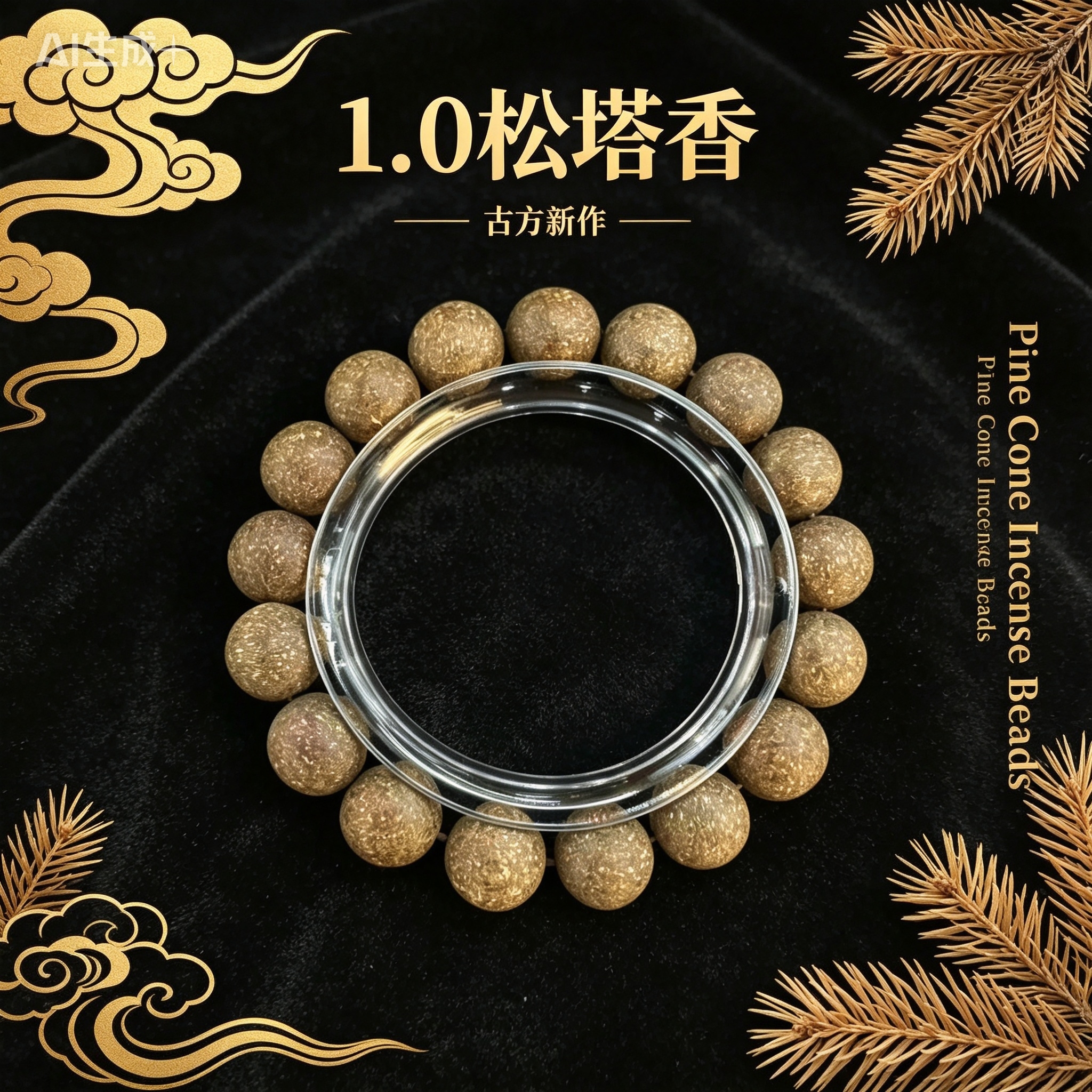  非遗古法药香珠天然药香手串佛珠手链香珠文玩手串 瑶香阁 1.0松塔香手串Y2600247详情1