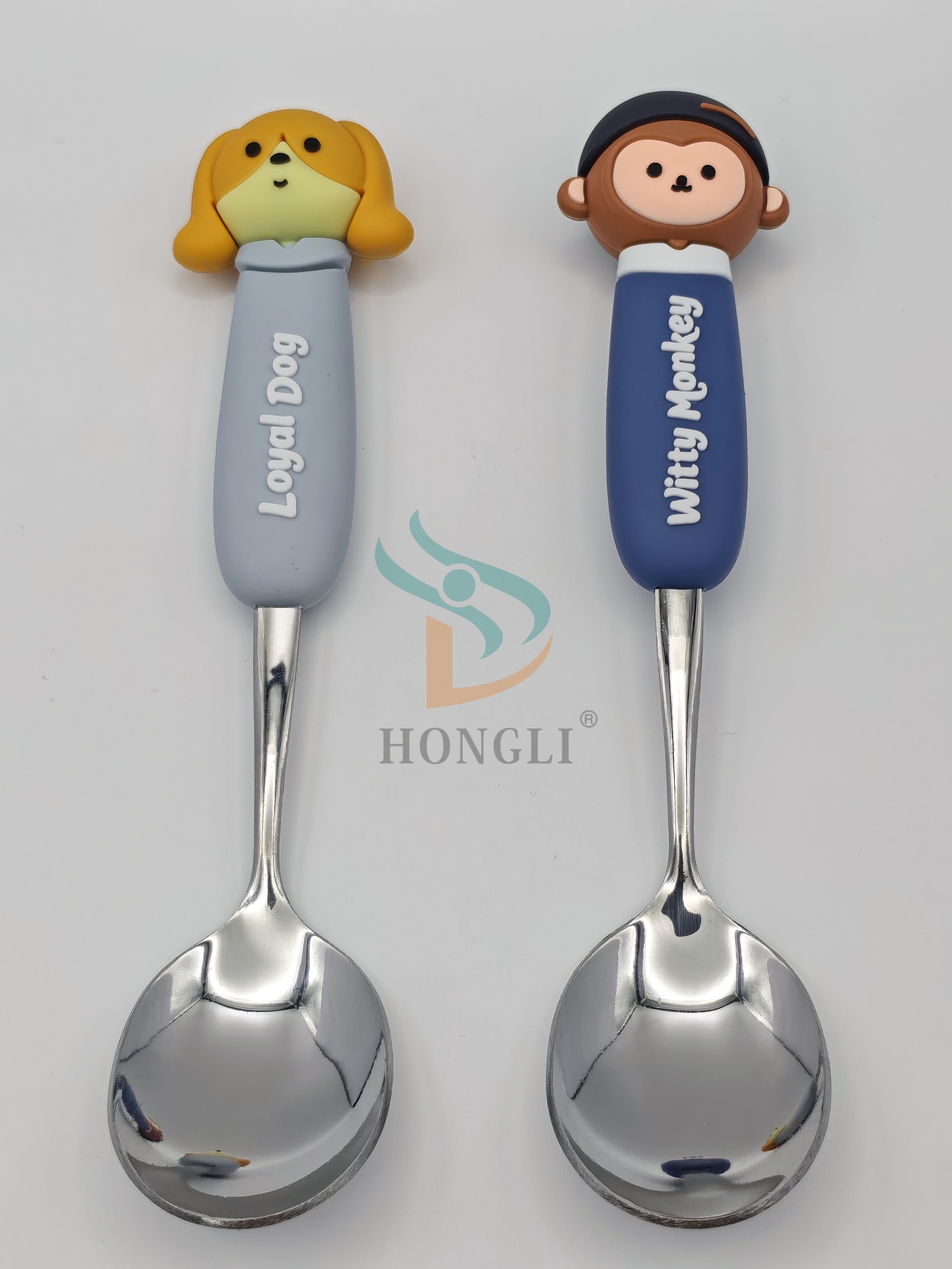 Cartoon animal silver stainless steel spoon and fork 410 Twelve Chinese zodiac animal spoon and fork pic 7
