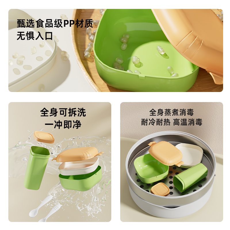【OSEO】26Q2#R1766 Colorful compartments bento Box, fresh-keeping lunch box, tableware set, lunch box, children's cartoon, food-grade plastic box mixed packaging Specification image