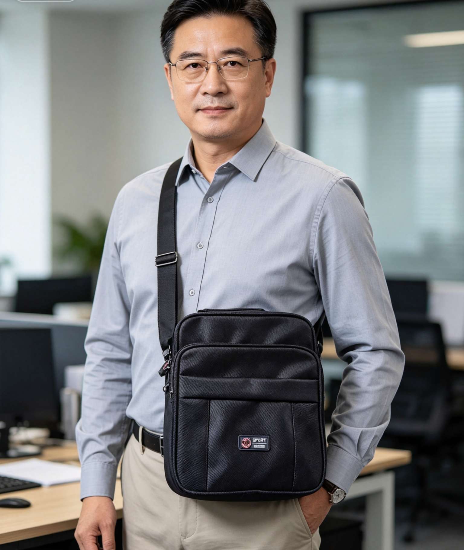 This multi-functional crossbody bag is a classic, versatile and practical single-shoulder bag for both men and women, suitable for commuting Item Picture
