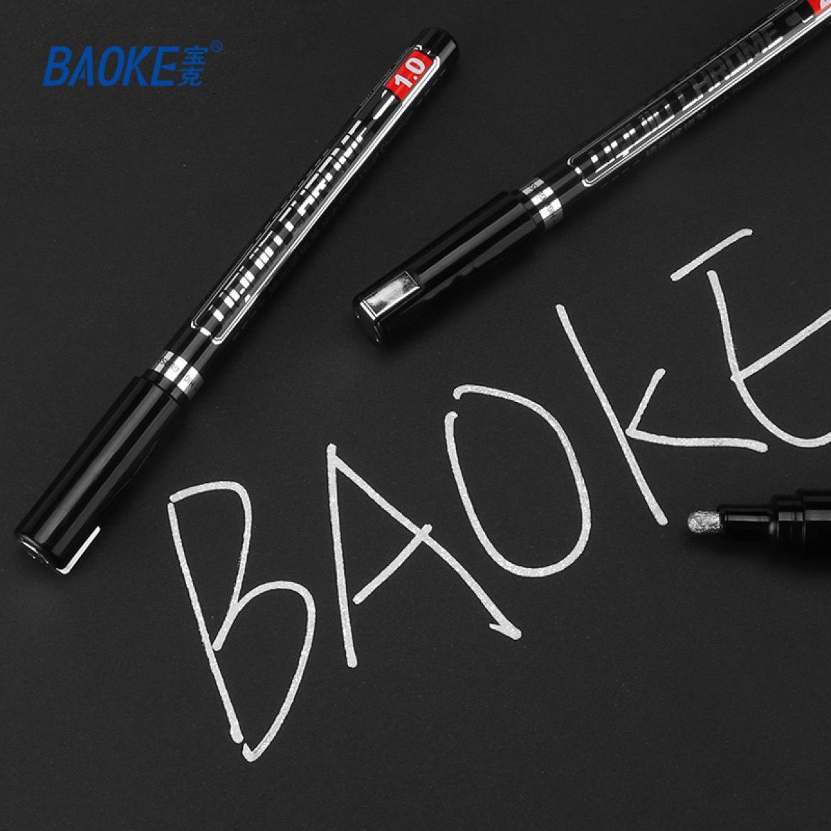 Burke chrome-plated marker pen, metal electroplated silver mirror pen, car model repair, coloring without fading, graffiti pen details Picture