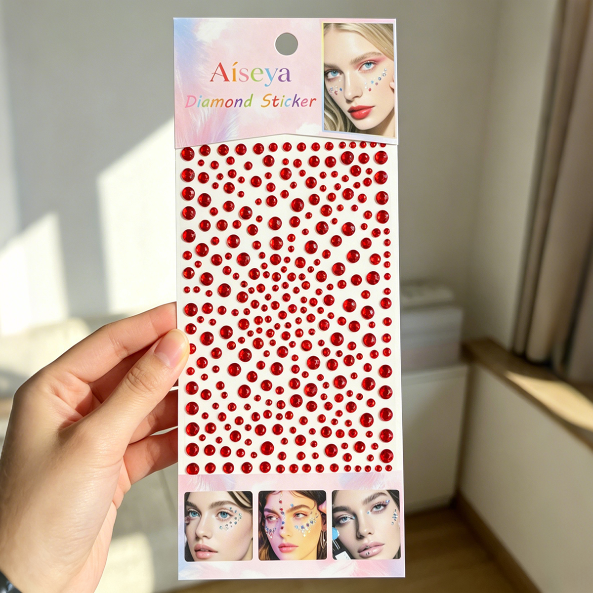 Red full heaven stelling stick 3/4/5/6mm tamaño redondo taladro maquillaje de la cara y los ojos brillante taladro pegatina maquillaje de la etapa stickers