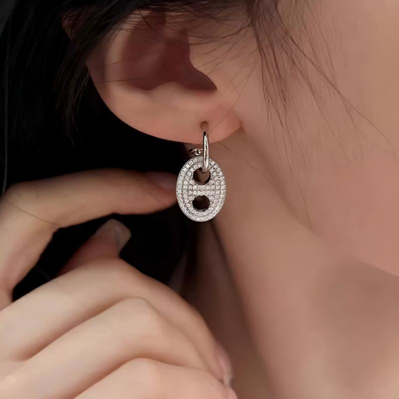 925 Silver double-sided pig nose earrings for women 2026, unique and niche design, versatile stud earrings Specification image