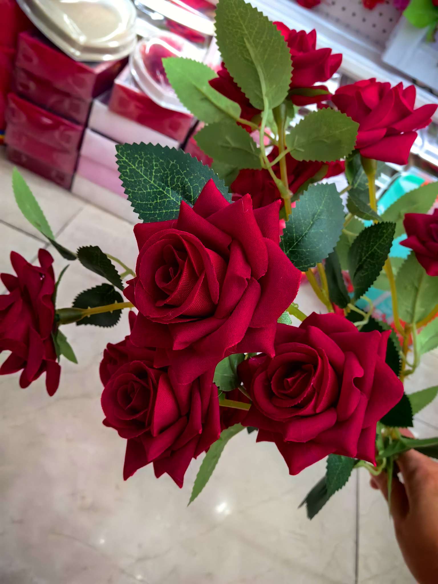 Six-head artificial rose, small artificial rose, festive and wedding supplies, craft small rose, flower branch rose detail image 8