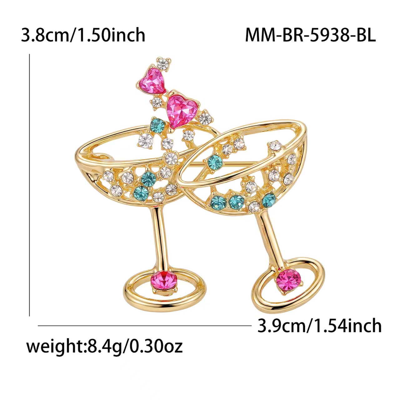 New fashionable and creative cocktail cup brooch, trendy women's sweater coat brooch accessory pin Item Picture