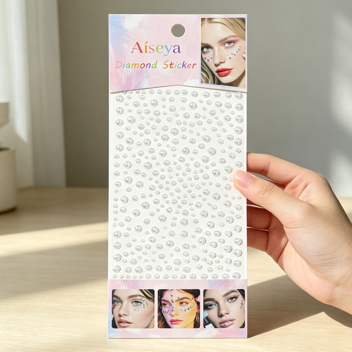 3/4/5/6mm pure white pearl starry sky stickers, glue-free pearl face stickers, nail art planner DIY decorative stickers