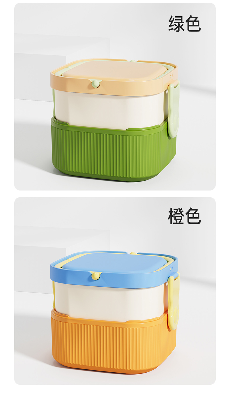 【OSEO】26Q2#R1954彩色多层分格保鲜饭盒餐具便携密封食品级塑料盒饭盒便当盒冰箱保鲜盒详情10