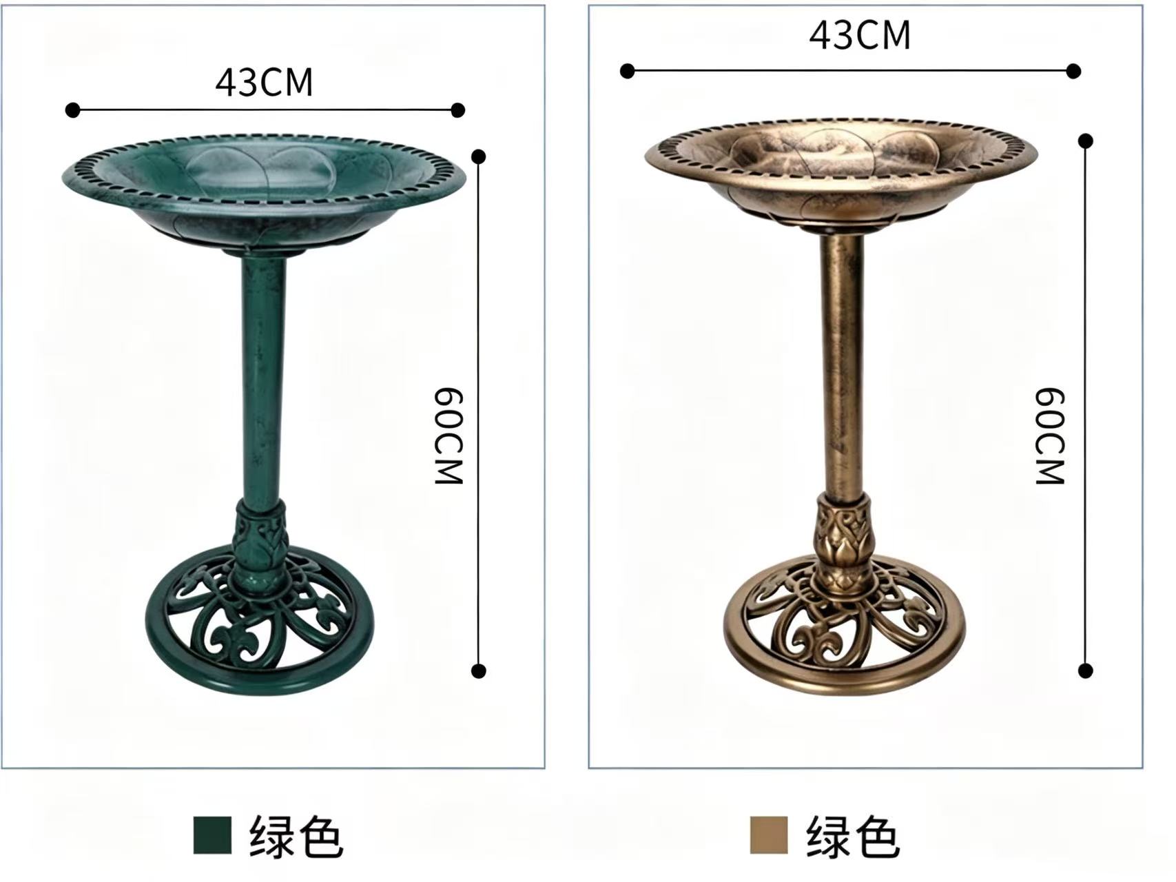 Vertical plastic imitation iron bird bath pool, outdoor courtyard floor-standing bird bath basin, dual-purpose bird feeder, garden decorative item details Picture