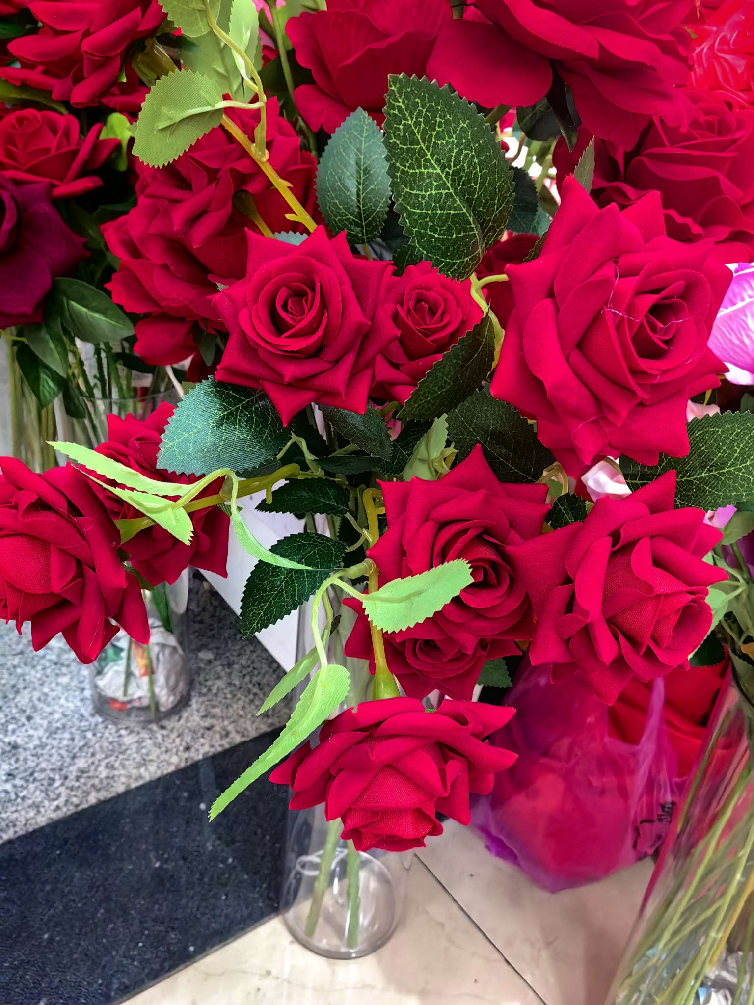 Six-head artificial rose, small artificial rose, festive and wedding supplies, craft small rose, flower branch rose detail image 3