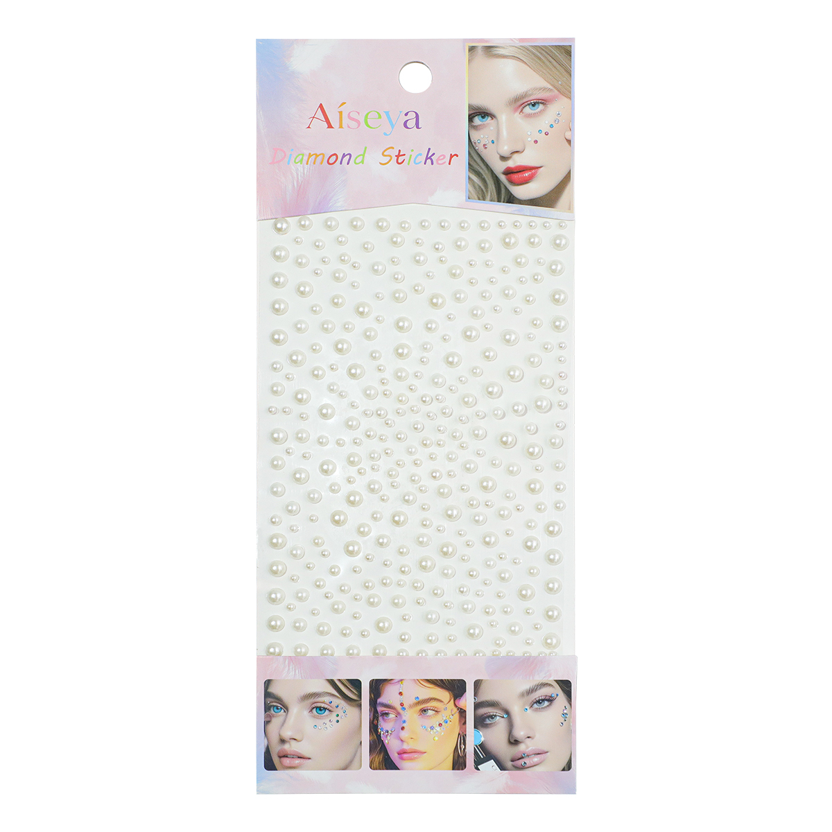 Milky white pearl face stickers, diamond starry sky size pearl stickers, stage makeup, eye corner decoration, manicure DIY handmade stickers Item Picture