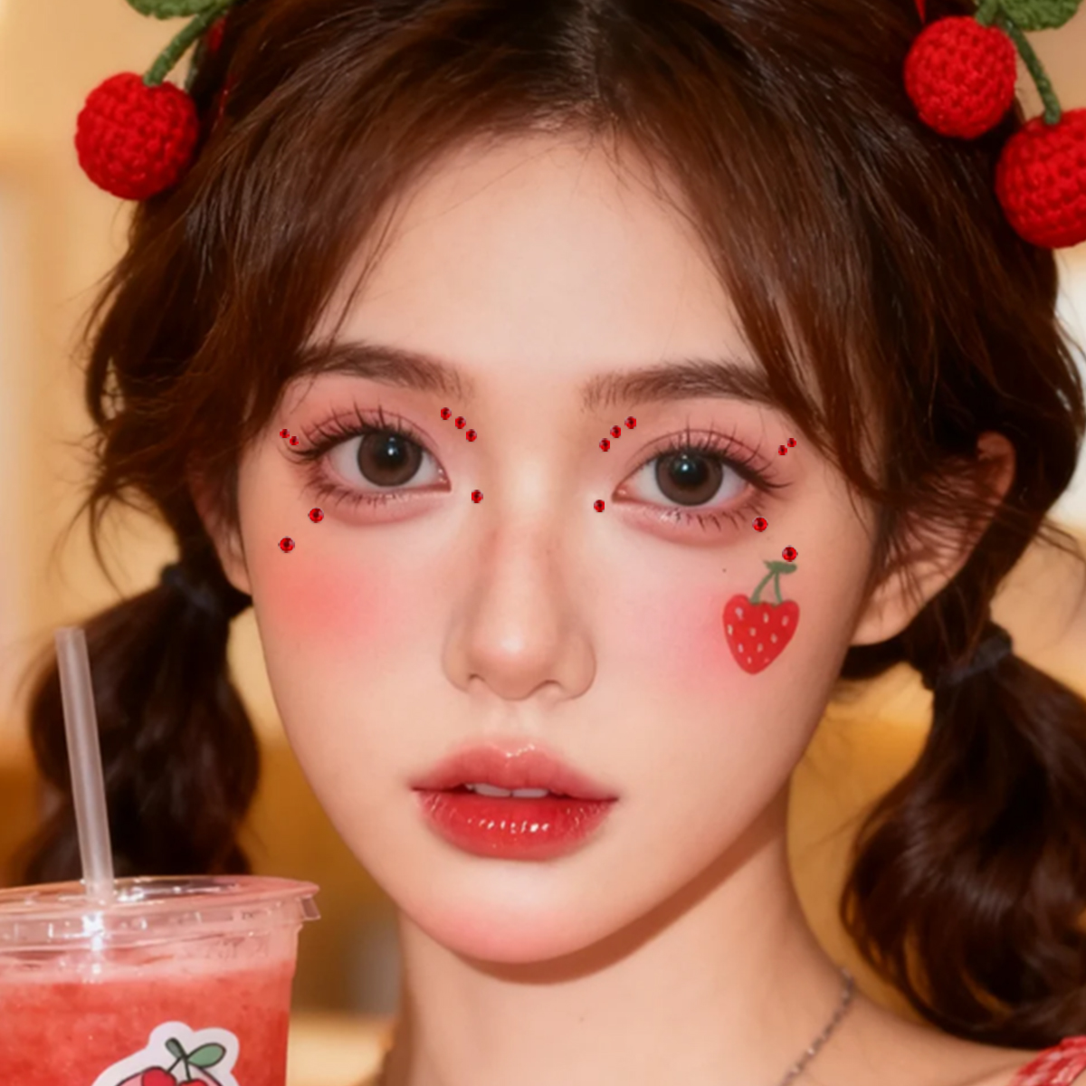 Red starry sky diamond stickers 3/4/5/6mm round diamond facial eye makeup bright diamond stickers Stage makeup stickers diamond Application Scenario