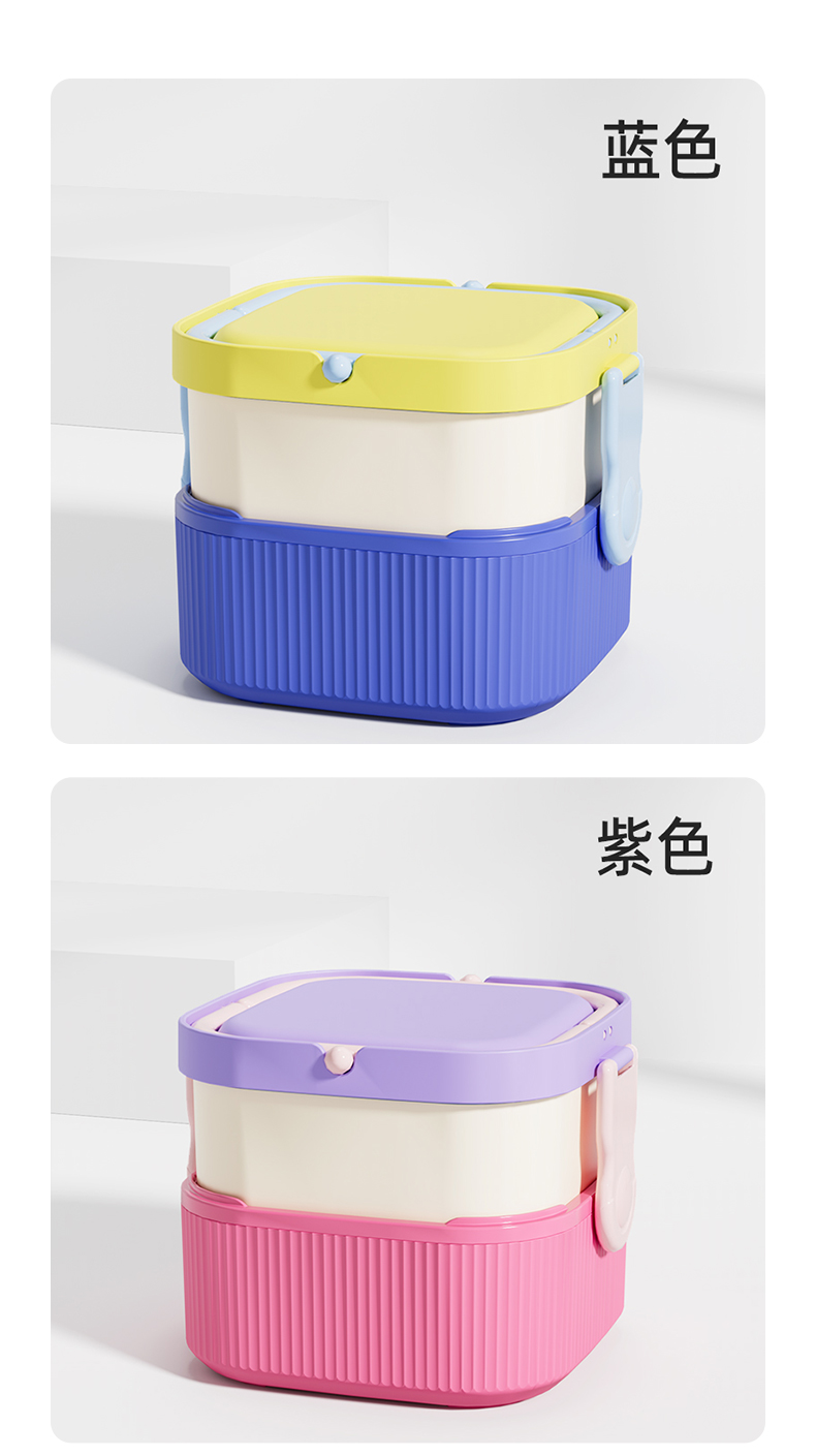 【OSEO】26Q2#R1954彩色多层分格保鲜饭盒餐具便携密封食品级塑料盒饭盒便当盒冰箱保鲜盒详情9