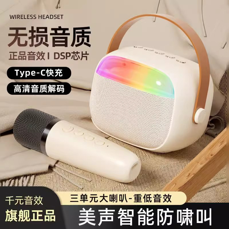 AEMAI B24 Bluetooth speaker, outdoor mobile phone karaoke all-in-one speaker, children's gift, export wireless microphone details Picture