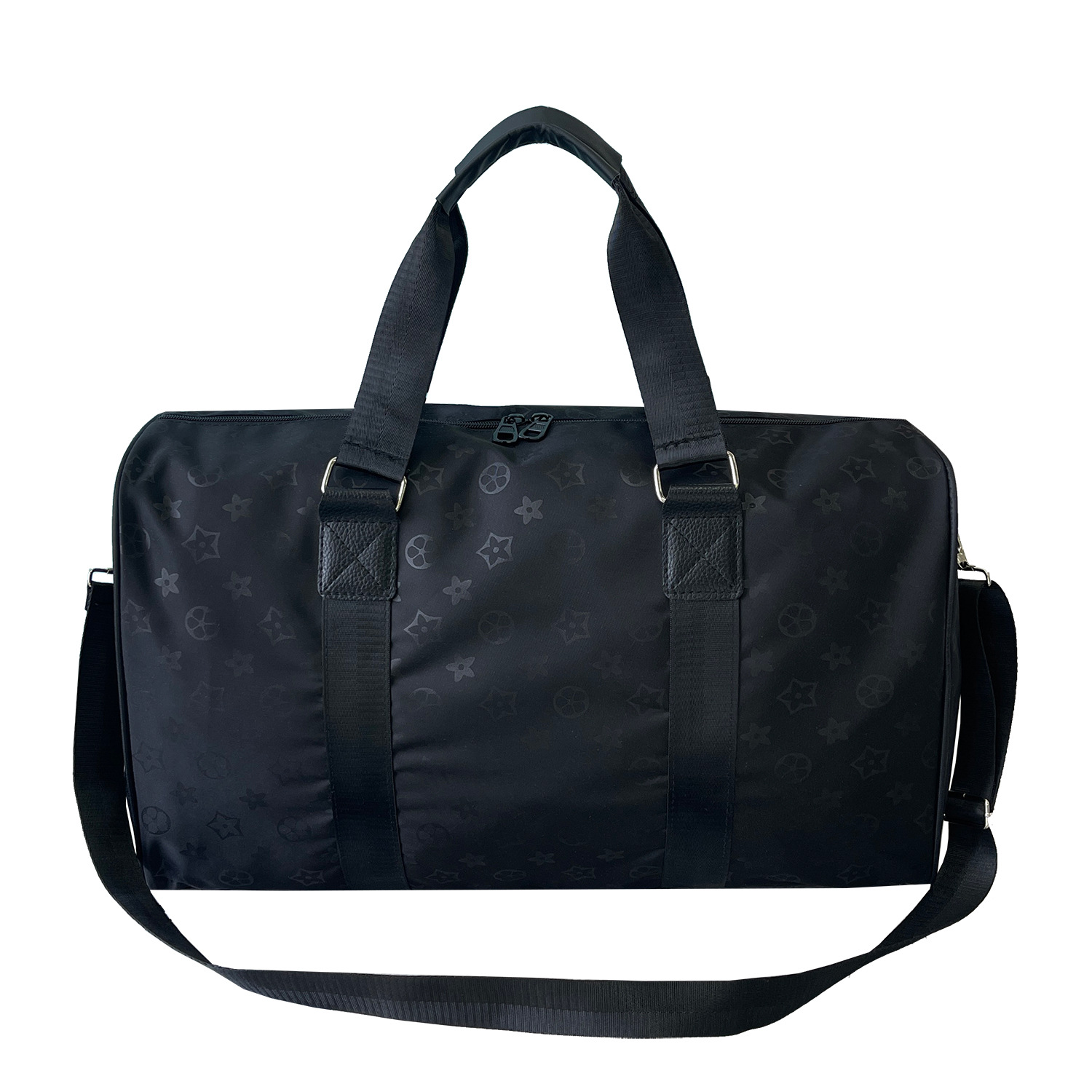 The black travel bag has a shoe compartment and can be carried by hand or crossbody for short trips, as well as for storing luggage of students on business trips and boarding sports and fitness bags detail image 9