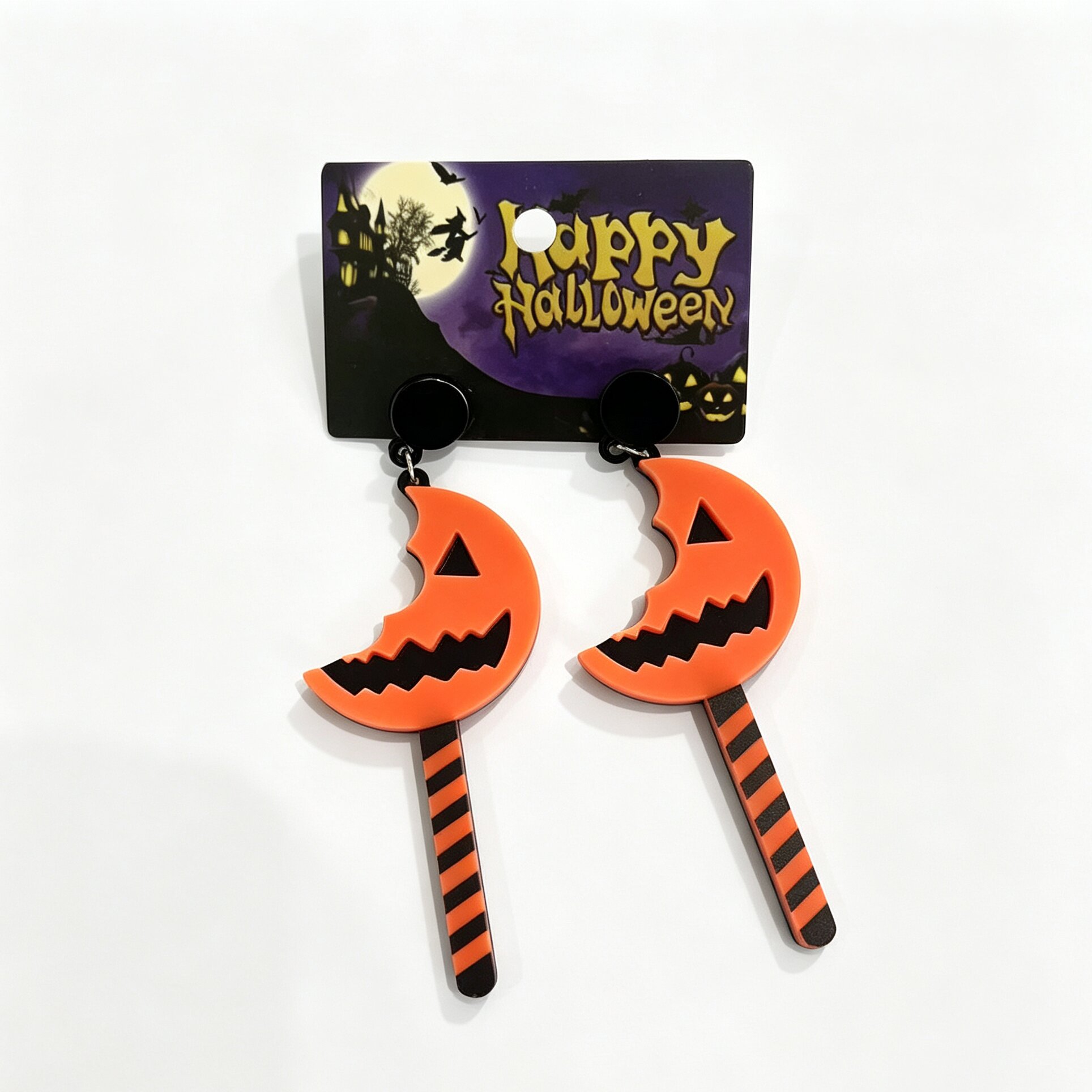 万圣节南瓜棒棒糖耳环 Halloween Earrings 搞怪鬼脸南瓜耳坠派对个性耳饰跨境货源
