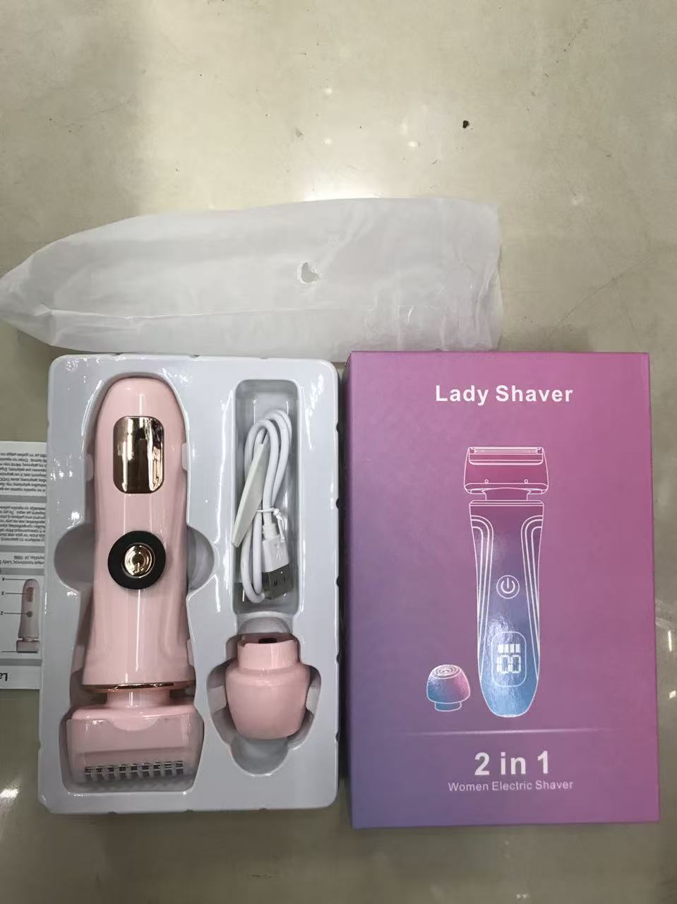 Two-in-one dual-head electric hair remover for women, portable hair removal device for hair trimming and shaving