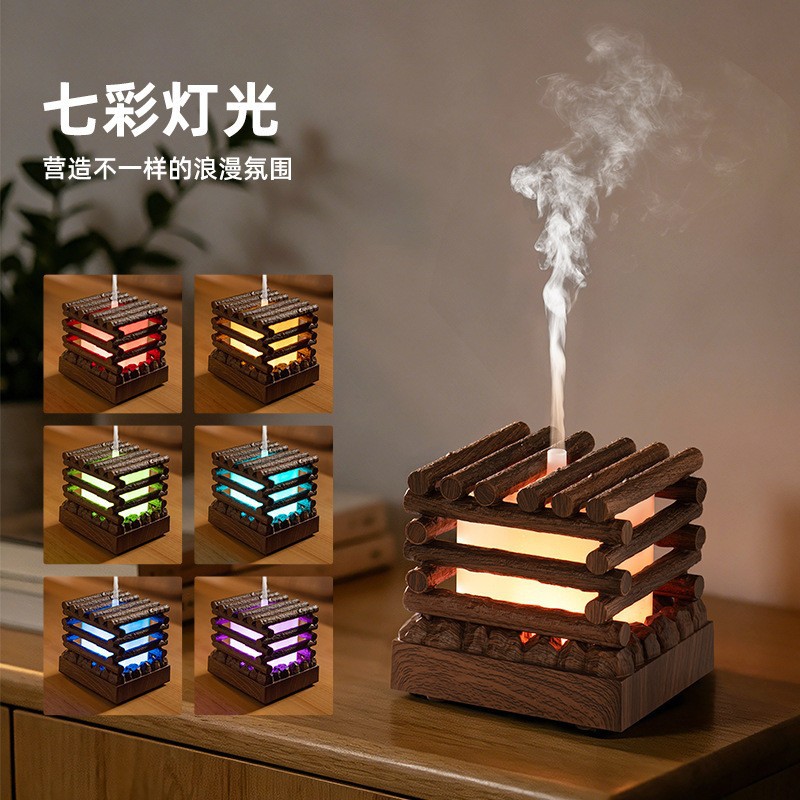 New cross-border branch bonfire wooden house aroma diffuser, home USB ultrasonic essential oil diffuser