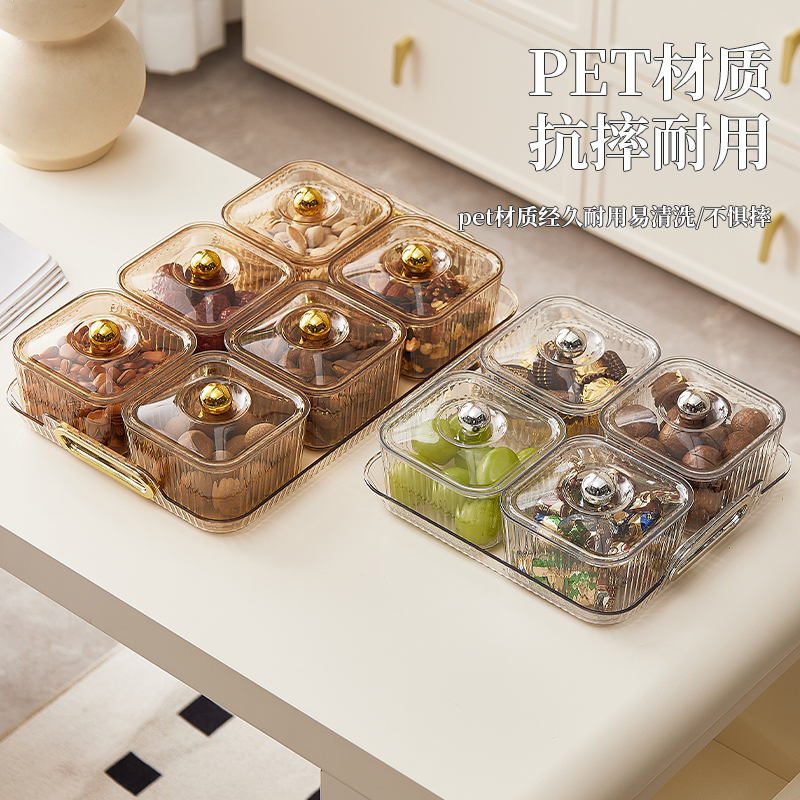 【CL】25Q4#3342 4-compartment round bead candy box, 4-compartment gold/silver clear Application Scenario