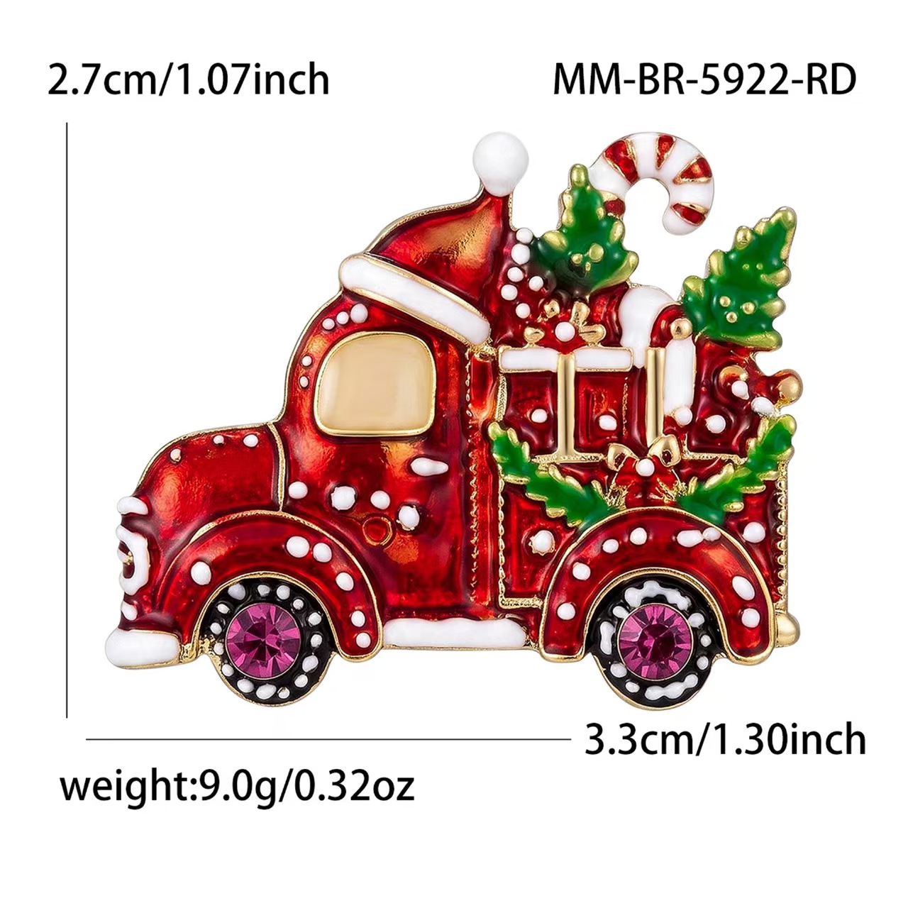 Cross-border fashion alloy oil drip Christmas car brooch, exquisite and versatile, festive atmosphere brooch wholesale Item Picture