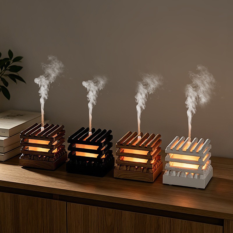 New cross-border branch bonfire wooden house aroma diffuser, home USB ultrasonic essential oil diffuser details Picture