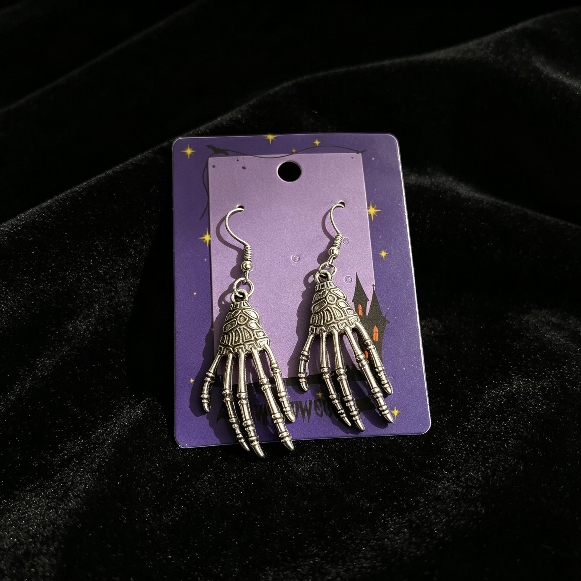 复古银骷髅手掌耳环 Skeleton Hand Earrings 万圣节鬼爪耳饰 朋克风暗黑个性耳坠跨境货源 版本 2｜