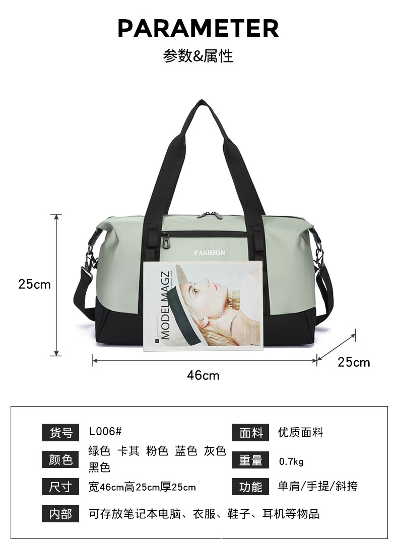 Multi-functional travel bag with dry and wet separation, sports and fitness bag, business trip handbag, outdoor luggage, single-shoulder bag, crossbody bag detail image 2