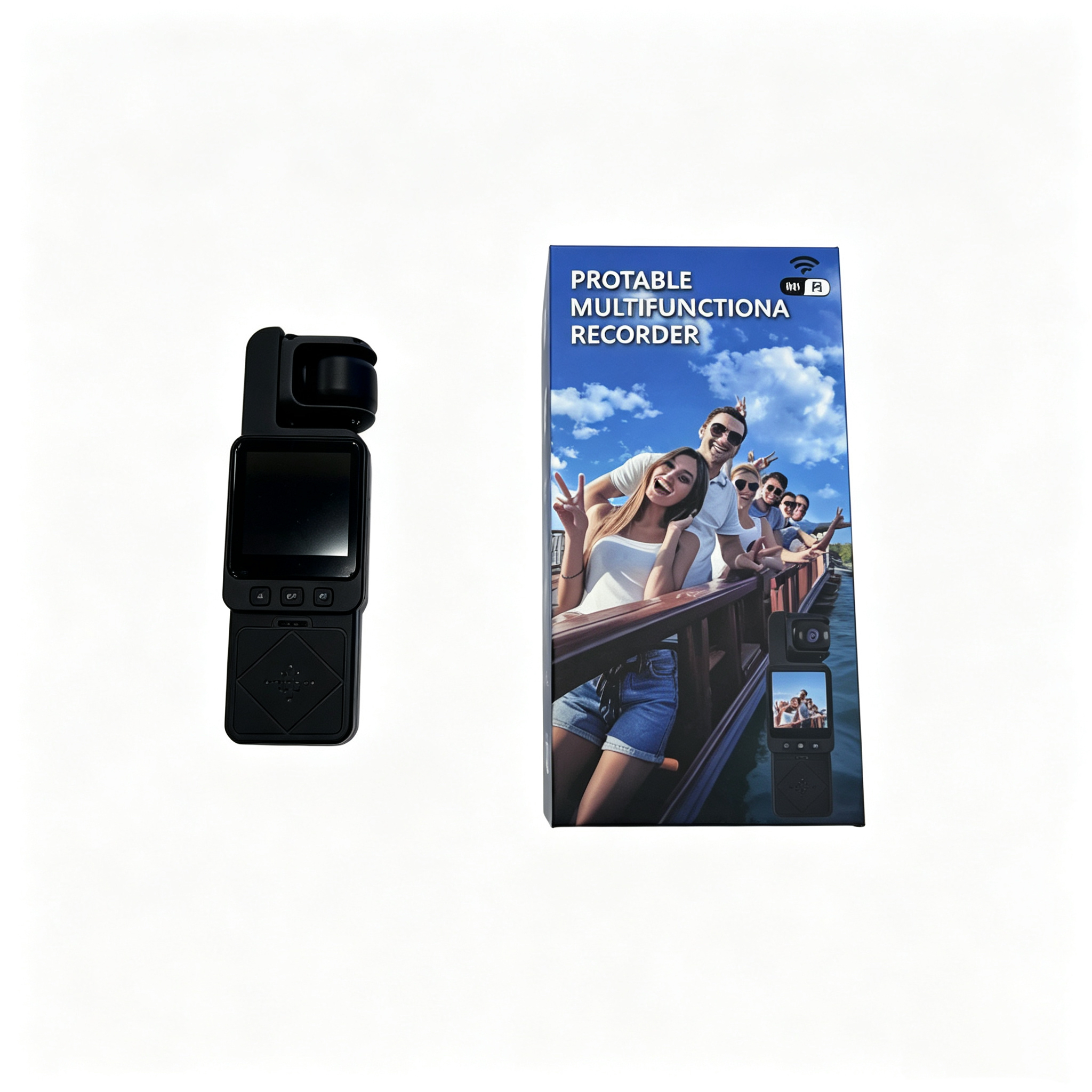 #02 Rotatable lens Chest clip body recorder, WiFi high-definition mini Wearable camera, first-person perspective camera for cycling and store exploration