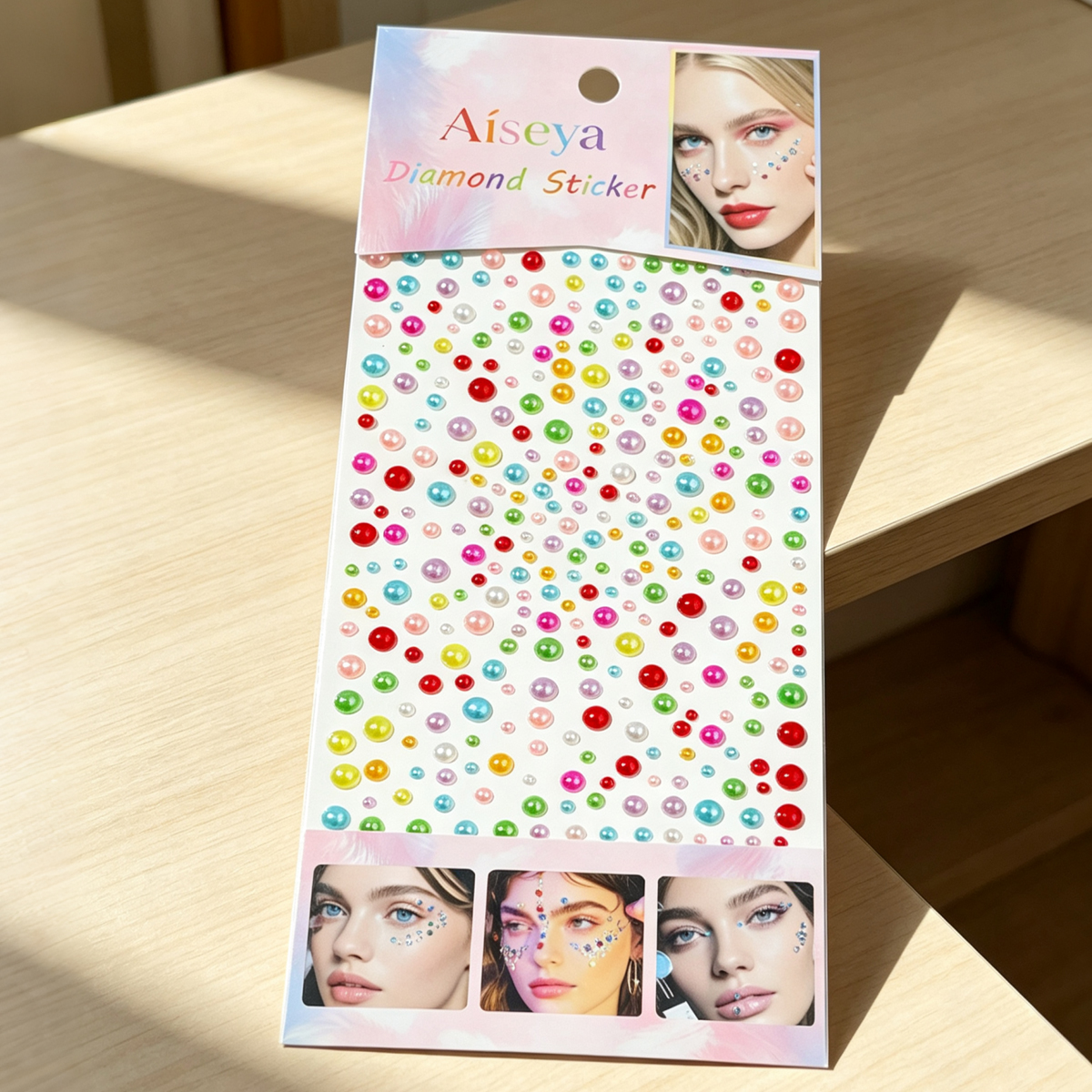Seven-color Starry Sky pearl stickers, 325 large and small pearl facial decoration stickers, stage makeup and eye makeup pearl stickers Specification image
