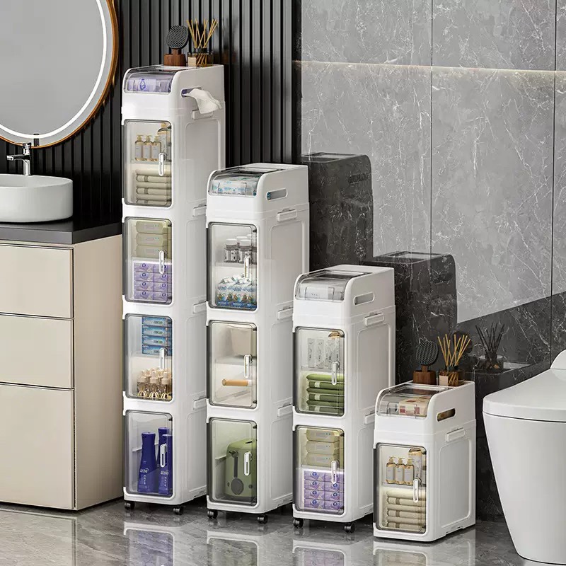 【CL】26Q3#KNY-XM20 20-sided wide folding gap Cabinet + Four-layer storage rack (3 cabinets and 1 rack) (with universal wheels)
