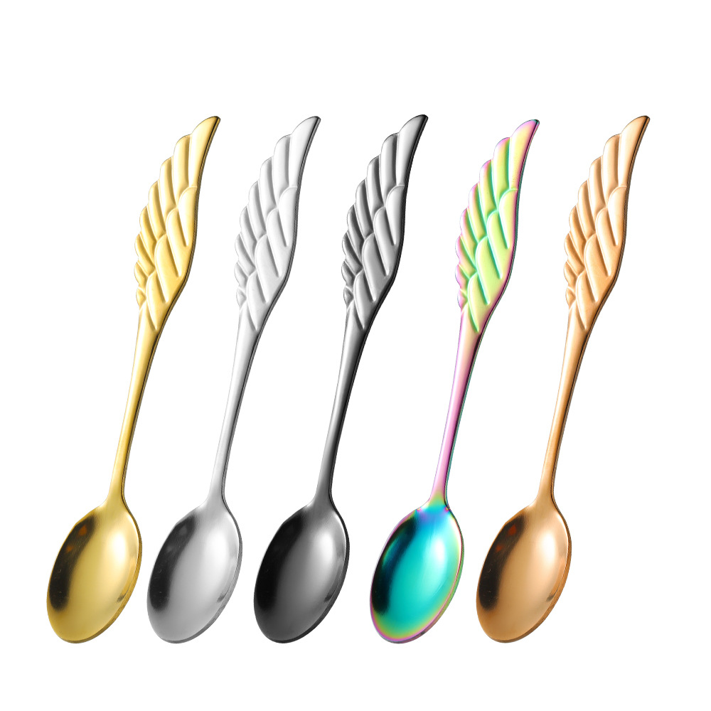Stainless steel wing spoon, cross-border creative coffee spoon, dessert spoon, wing stirring spoon, high appearance level gift small spoon Item Picture