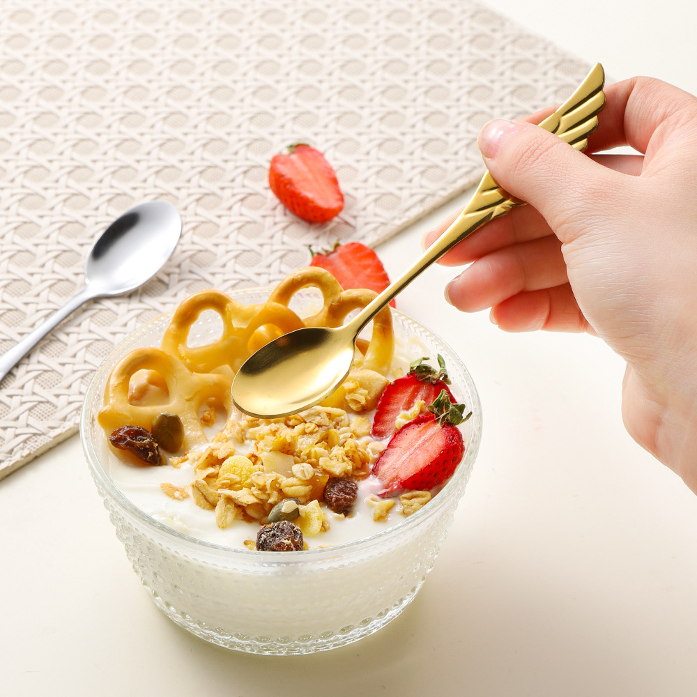 Stainless steel wing spoon, cross-border creative coffee spoon, dessert spoon, wing stirring spoon, high appearance level gift small spoon Specification image