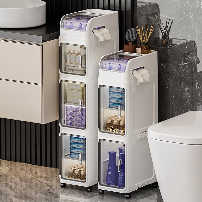 【CL】26Q3#KNY-XM20 20-sided wide folding gap Cabinet + Four-layer storage rack (3 cabinets and 1 rack) (with universal wheels) Application Scenario