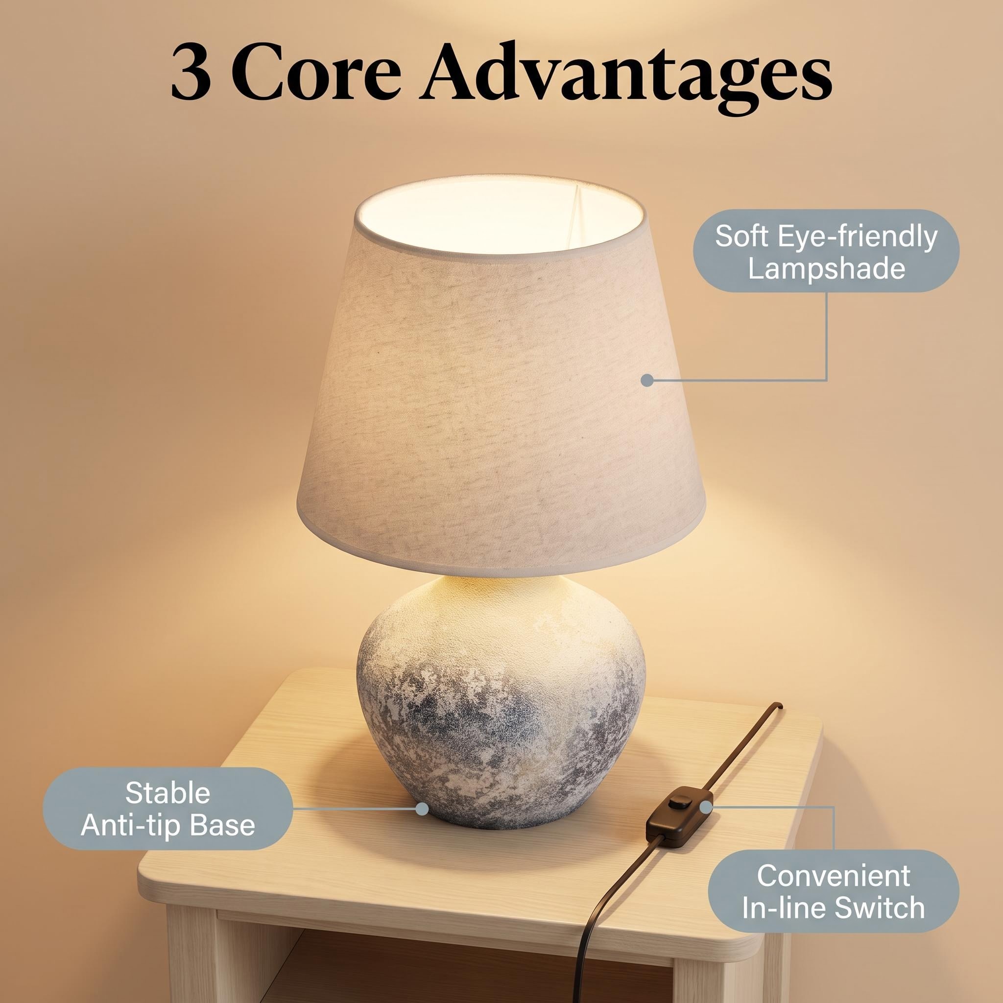 JL's new gradient wabi-sabi style ceramic table lamp starts from 8 pieces per piece Specification image