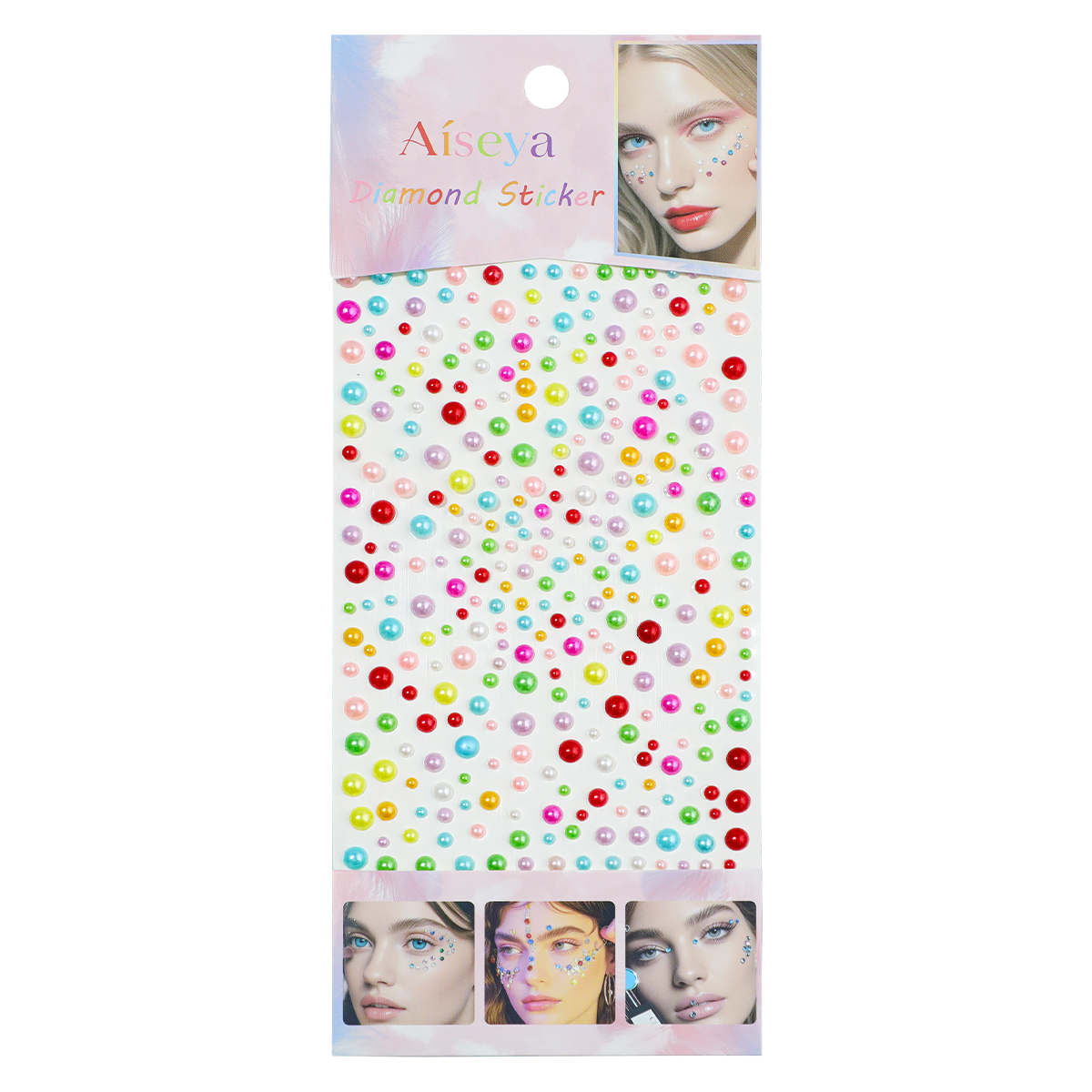 Seven-color Starry Sky pearl stickers, 325 large and small pearl facial decoration stickers, stage makeup and eye makeup pearl stickers Item Picture