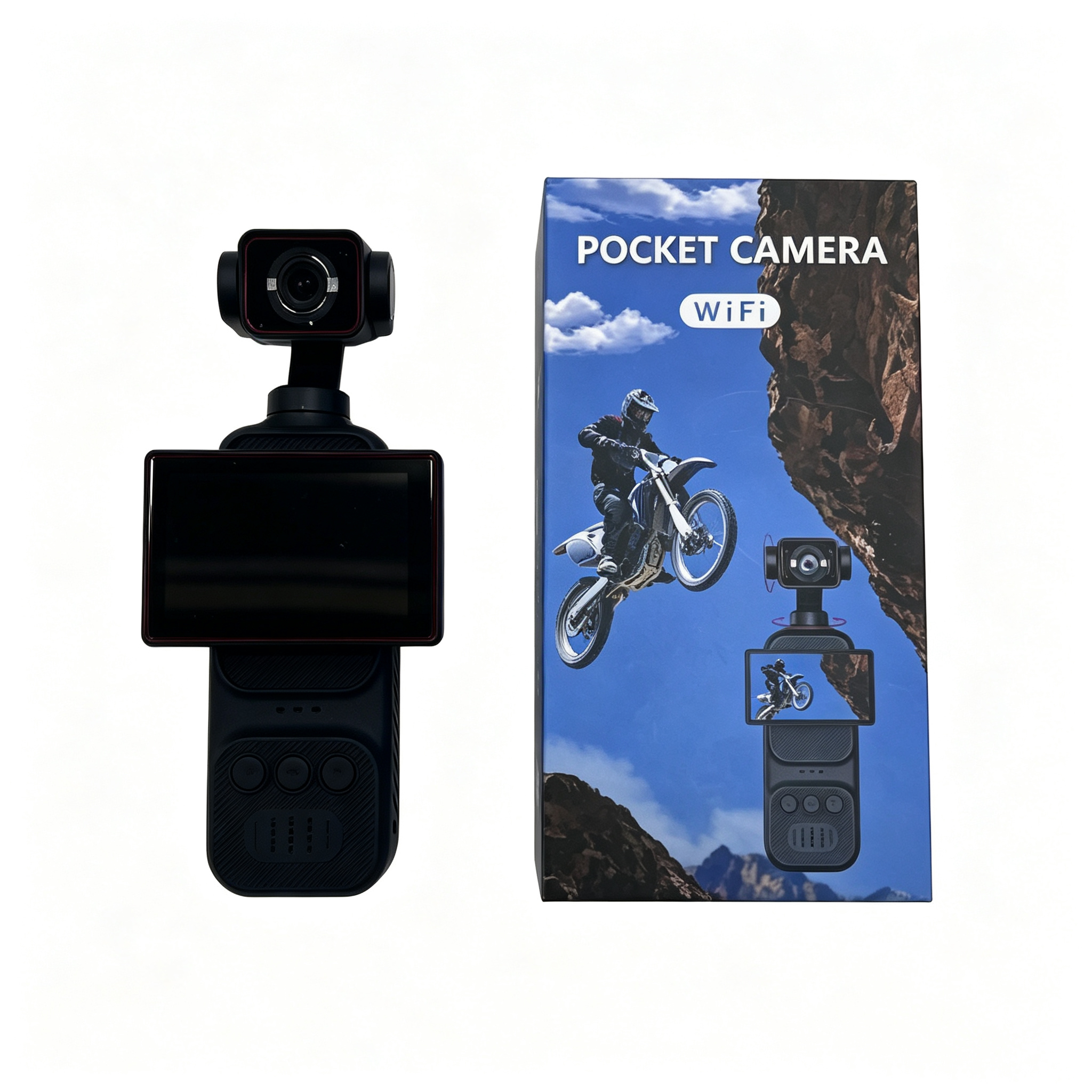 #07S Mini Touchscreen Pocket camera, rotatable lens, portable first-person perspective recorder, cycling outdoor vlog, portable action camera
