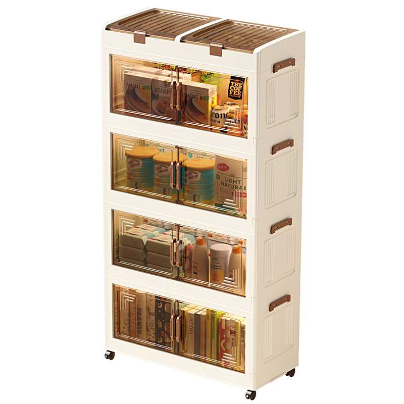 【CL】26Q3#XFS-W6051 Striped Brown handle Combination Folding cabinet pic 2