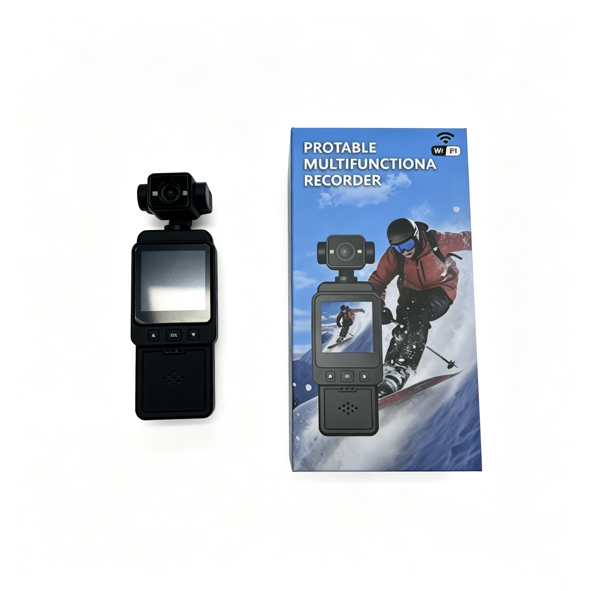 #01 Rotatable lens Chest clip body recorder, WiFi high-definition mini Wearable camera, first-person perspective camera for cycling and store exploration