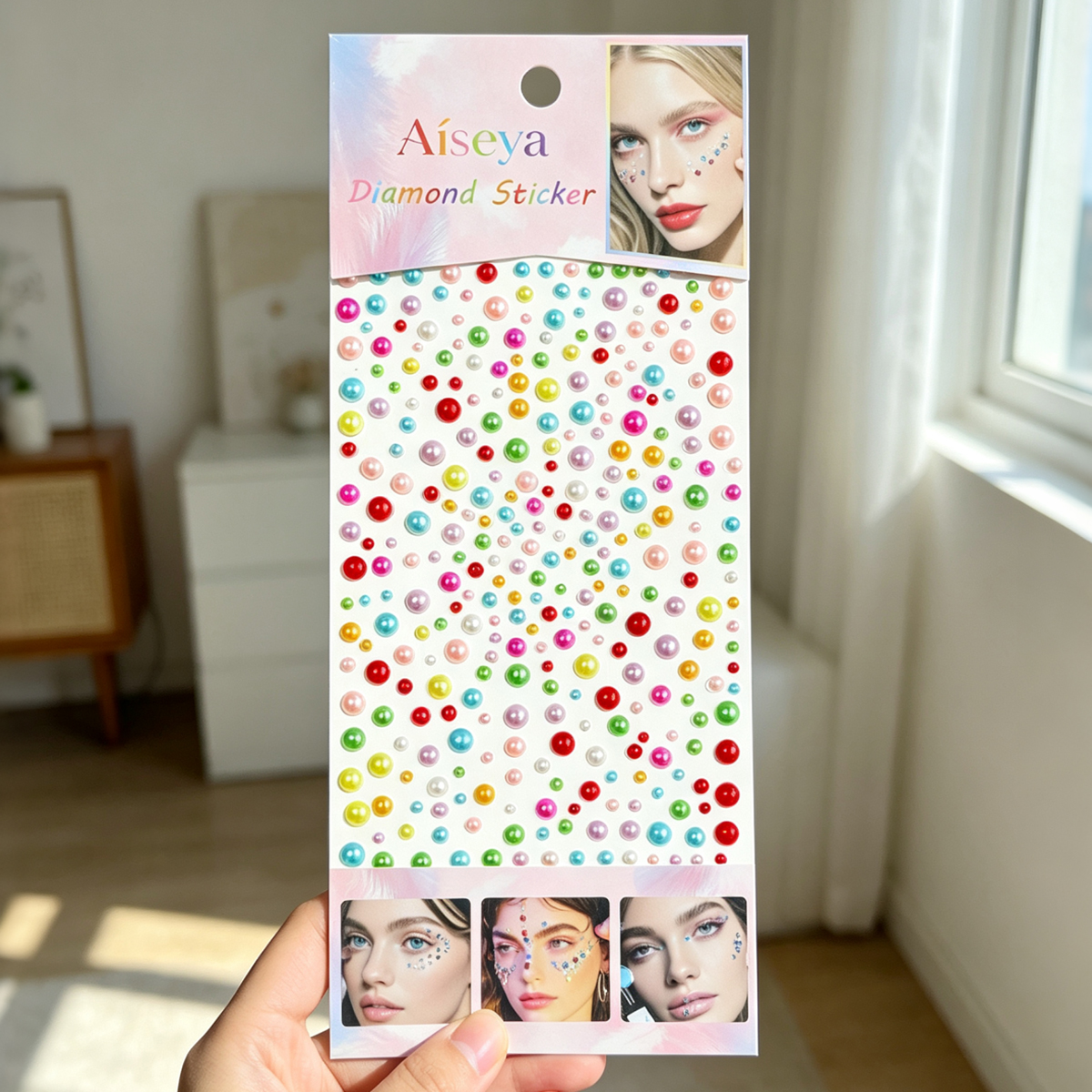 Seven-color Starry Sky pearl stickers, 325 large and small pearl facial decoration stickers, stage makeup and eye makeup pearl stickers