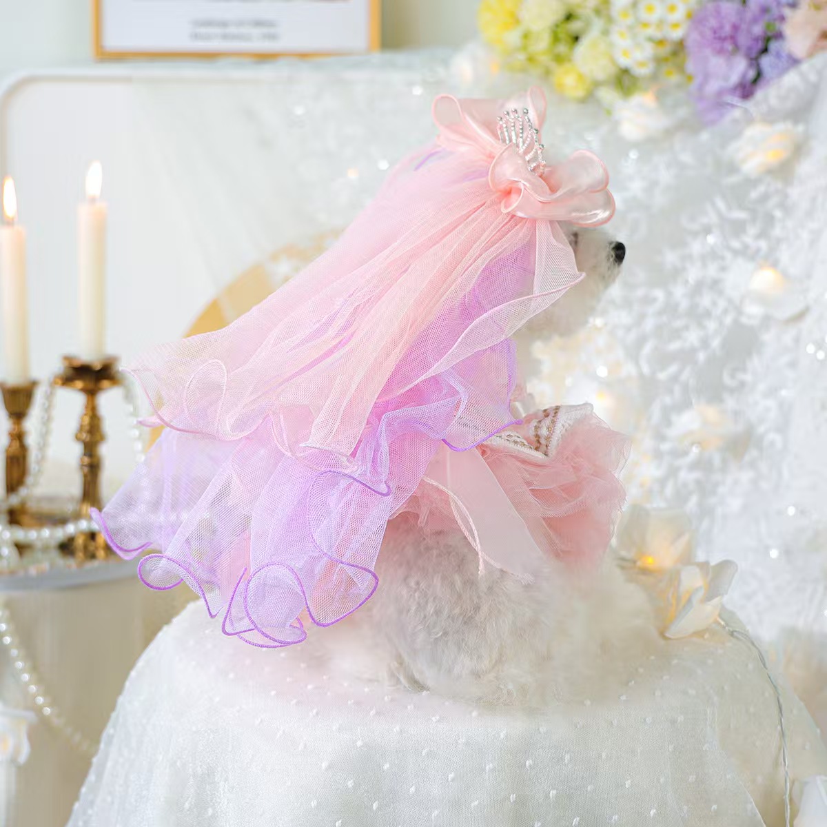 Pet circle small and medium-sized dog clothes, pet supplies, dog and cat clothes, wedding veils, dreamy fairy wedding dresses, spring and summer gauze skirt combinations, various styles and sizes, cross-border foreign trade e-commerce wholesale orders, please contact customer service Application Scenario