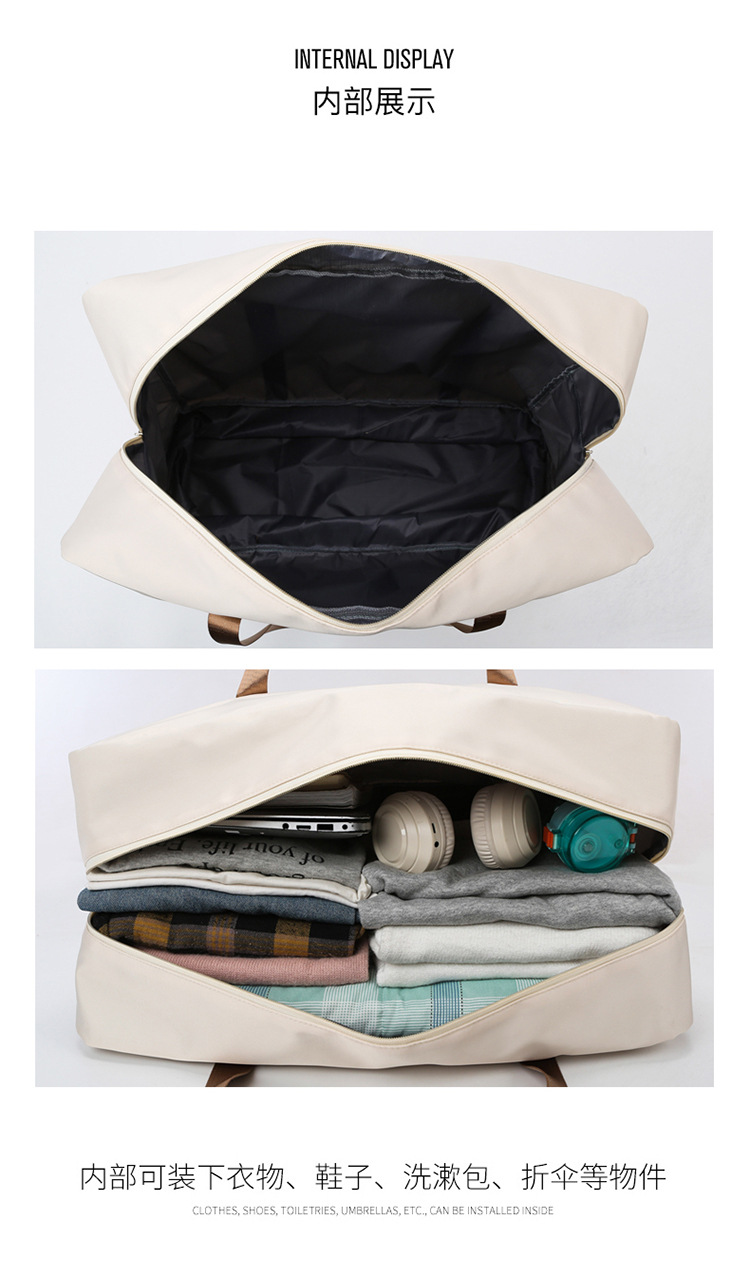 High-appeartion-level folding single-shoulder travel bag, large-capacity women's storage bag, travel handbag, student luggage, fitness bag detail image 14