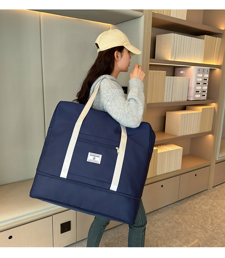 High-appeartion-level folding single-shoulder travel bag, large-capacity women's storage bag, travel handbag, student luggage, fitness bag detail image 17