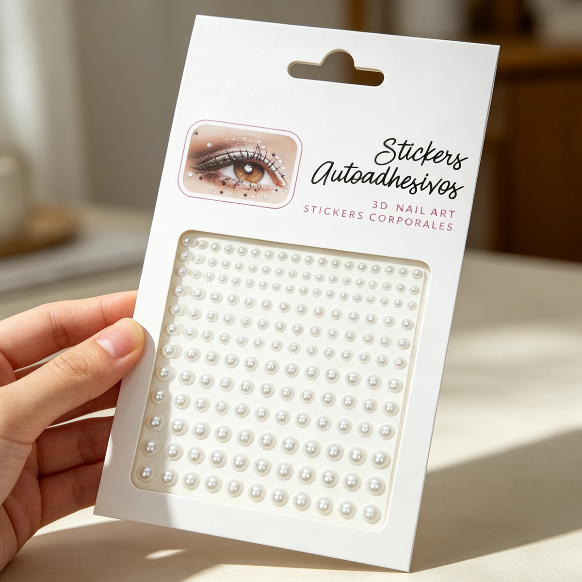 165 pure white pearl stickers of 3/4/5/6mm each come with self-adhesive facial makeup and nail decoration stickers
