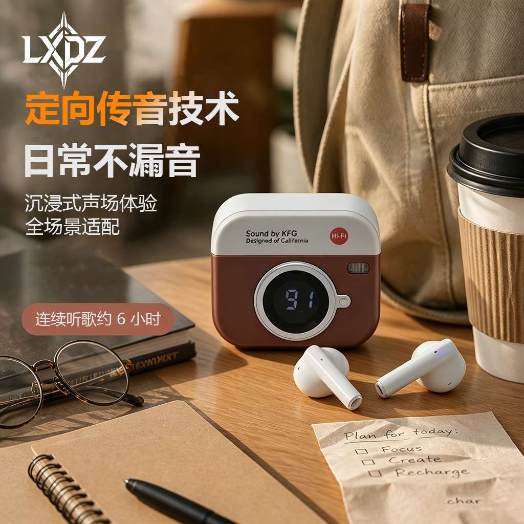 LXDZ's new 2026 retro camera Bluetooth headphones, wireless headphones with a high level of appearance details Picture