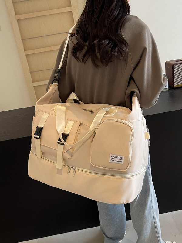 Single-shoulder women's canvas bag, light and casual for commuting, underarm women's bag, versatile, simple and elegant luggage bag, large travel bag details Picture