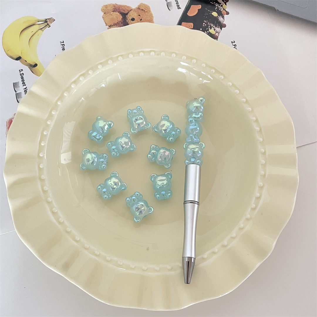 亚克力果冻UV彩卡通小熊珠直孔散珠手工diy发绳手链串珠饰品配件详情10