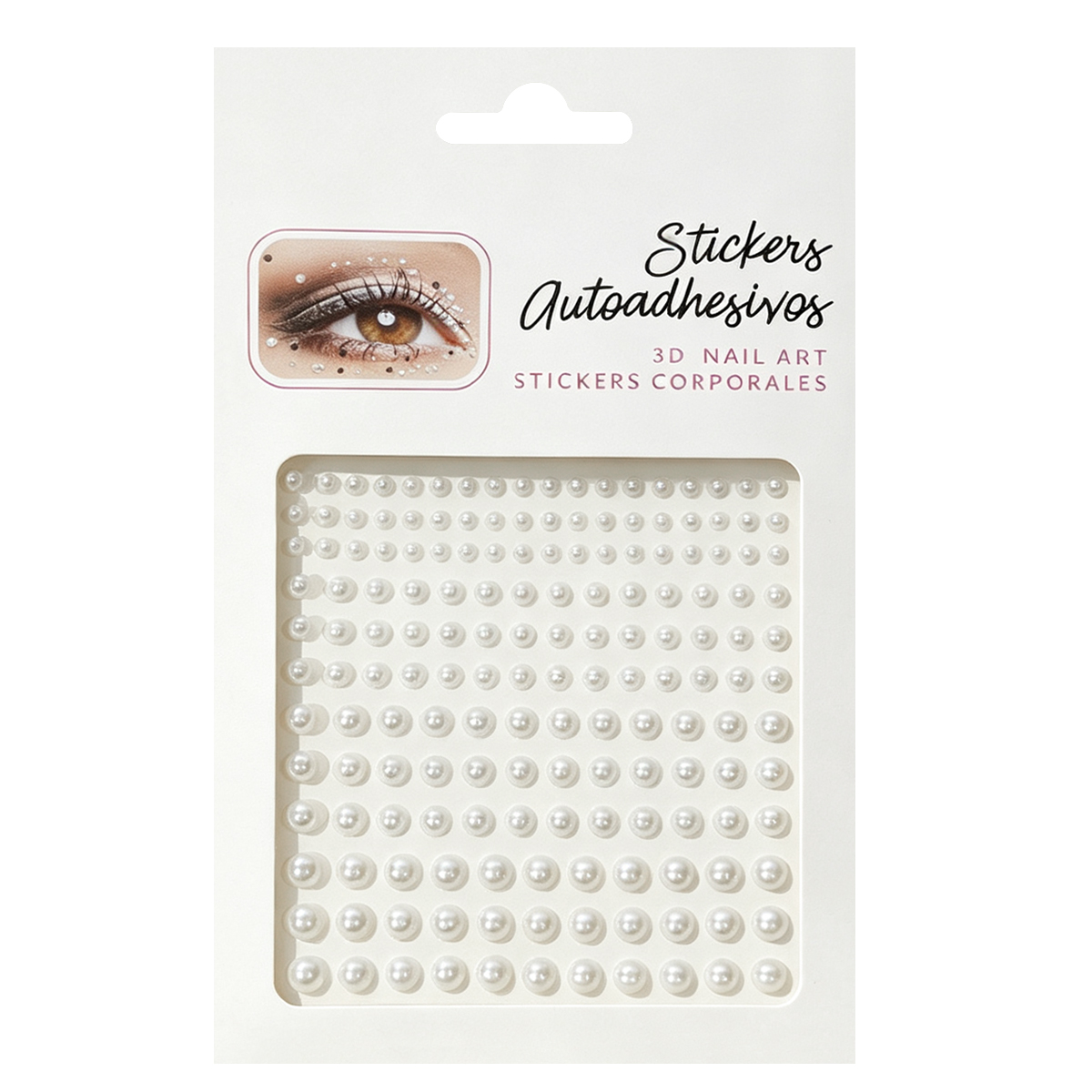 165 pure white pearl stickers of 3/4/5/6mm each come with self-adhesive facial makeup and nail decoration stickers Item Picture