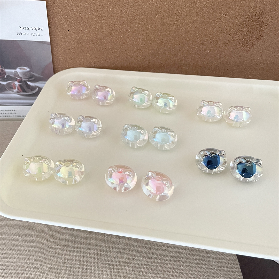 Deslumbrante acrílico transparente cuentas de gato cuentas DIY hecho a mano cadena de teléfono móvil llavero collar adornos accesorios cuentas flotantes