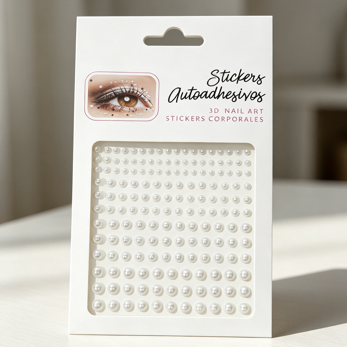 165 pure white pearl stickers of 3/4/5/6mm each come with self-adhesive facial makeup and nail decoration stickers Specification image
