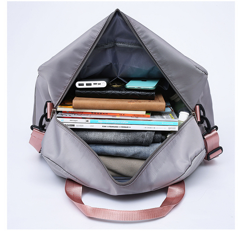 Sports yoga fitness bag, women's short hiking large capacity with shoe compartment travel bag, dry and wet separation maternity storage bag detail image 17