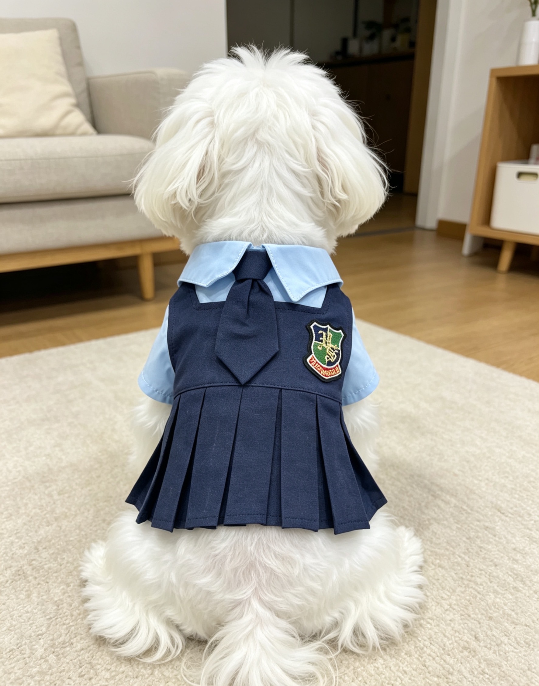 Korean-style checkered lapel pet vest, wooden button ruffled edge dog vest, Maltese Teddy small dog spring and summer clothes